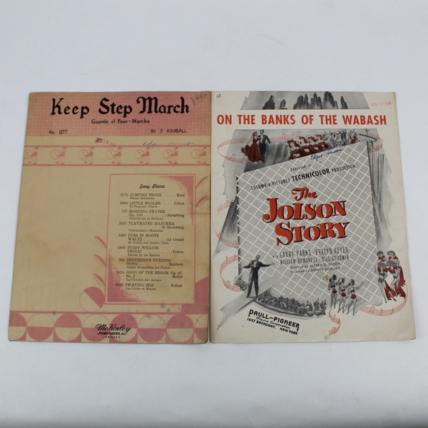 Lot of 2 Sheet Music Keep Step March 1909 & On the Banks of the Wabash 1925