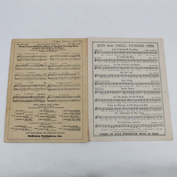 Lot of 2 Sheet Music Keep Step March 1909 & On the Banks of the Wabash 1925