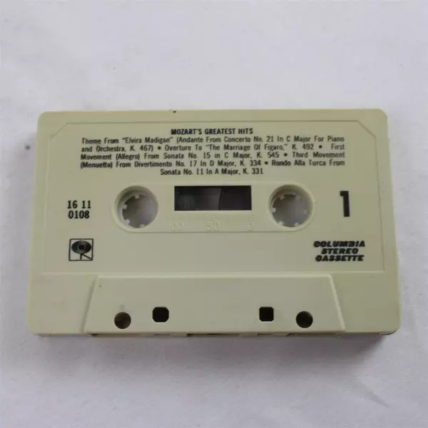 Mozart's Greatest Hits Cassette Columbia Stereo 