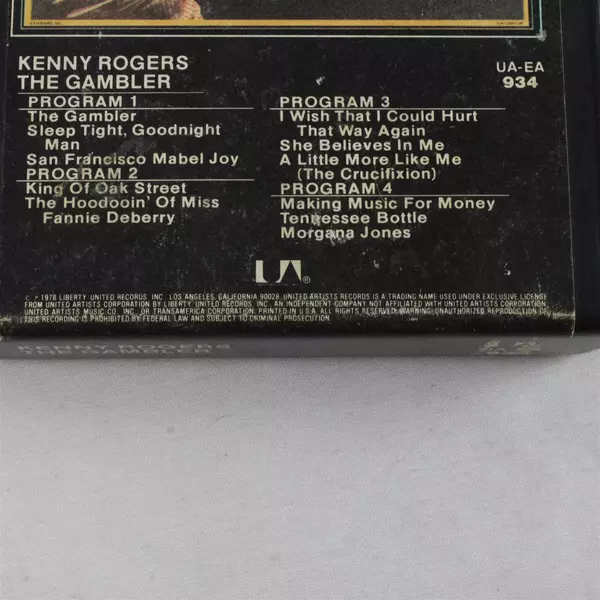 Kenny Rogers The Gambler 8 Track Tape Cartridge 1978 United Artists UA-EA934