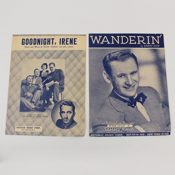 Lot of 2 Sheet Music Wanderin' And Goodnight Irene 1950 