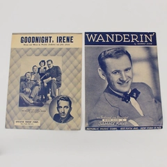 Lot of 2 Sheet Music Wanderin' And Goodnight Irene 1950 