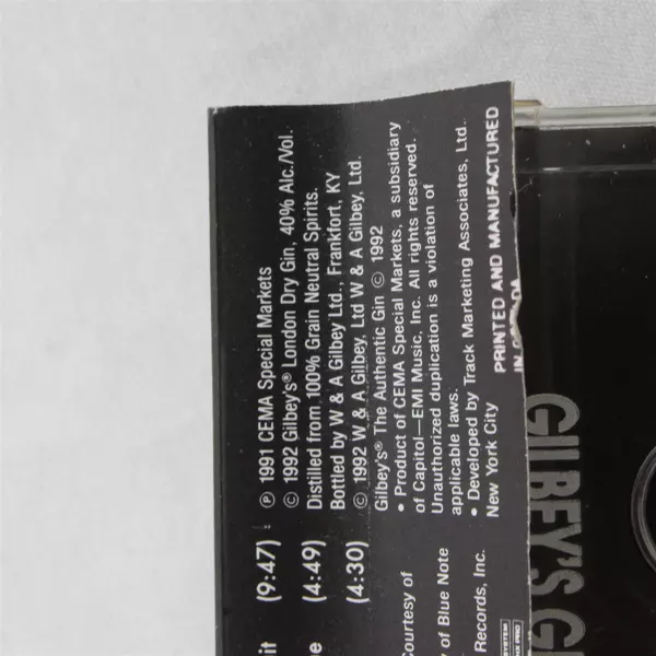 Gilbey's Gin - The Flavor of Jazz Cassette Tape 1992 Vintage 