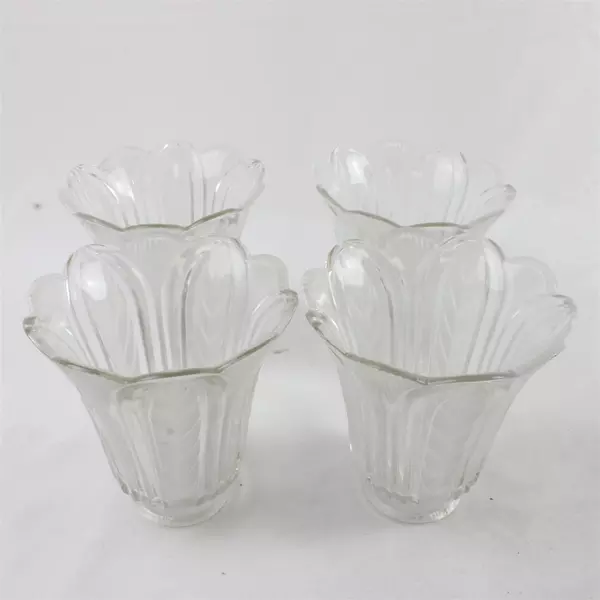 Set of 4 Frosted Glass Floral Light Lamp Shades Replacement Ceiling Fan Fitter