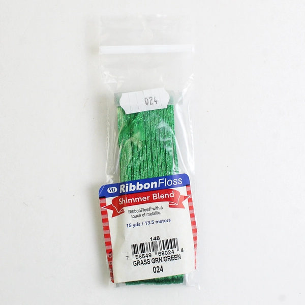 New YLI Ribbon Floss Shimmer Blend Green Ribbon Metallic, 15 yds. 