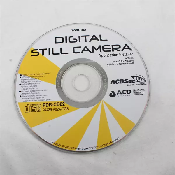 Toshiba PDR-CD02 Digital Camera Software Drivers Utilities Install CD Disk