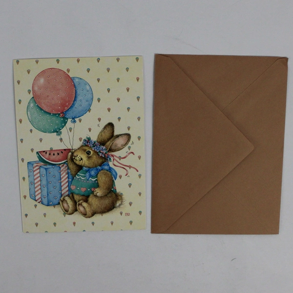 Vintage 1985 Bunny Lisa Blowers Birthday Card with Envelope