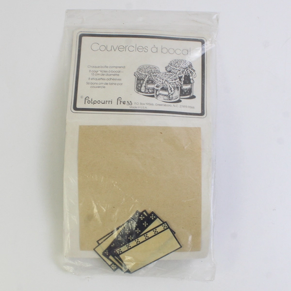 NIP Potpourri Press Blue and Off-White Jar Top Covers