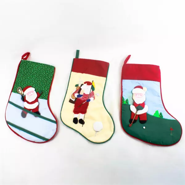 Set of 3 Sports Christmas Stockings Golf & Lacrosse 16.5" Holiday Decor