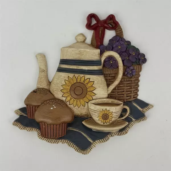 2 Pc 1997 Home Interiors Wall Decor Hang Plaques Apple Pie Teapot
