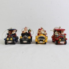 Unbranded Lot of 4 Santa in Vintage Cars Ornaments