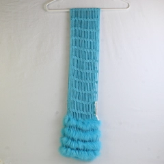 Unbranded Blue Acrylic and Angora Crochet Fringe Scarf 5.5" by 57"