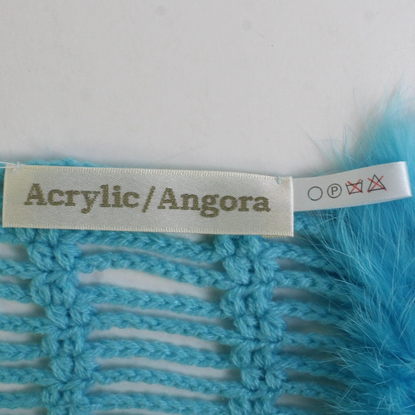 Unbranded Blue Acrylic and Angora Crochet Fringe Scarf 5.5" by 57"