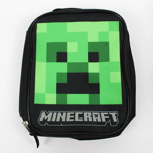Lot of 2 Minecraft Kids Soft Insulated Lunch Bags Green and Black 2022