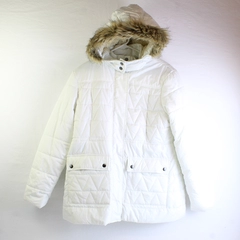 Arizona Jean Co. White Puffer Jacket Fur Trim Hood Women's Size XL