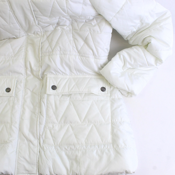 Arizona Jean Co. White Puffer Jacket Fur Trim Hood Women's Size XL