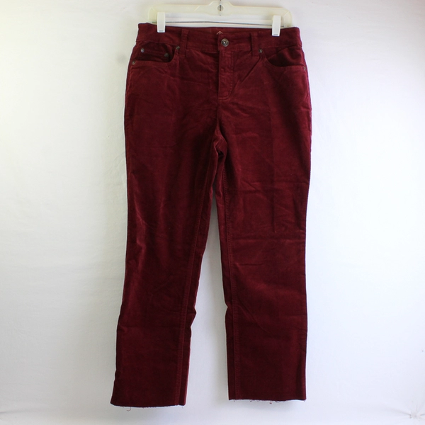 St. John's Bay Red Corduroy Straight Leg Pants Women's Size 12PS