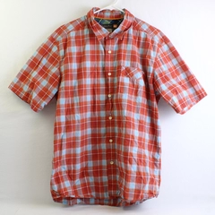 Quiksilver Orange and Blue Short-Sleeve Button-Up Men's Size Large