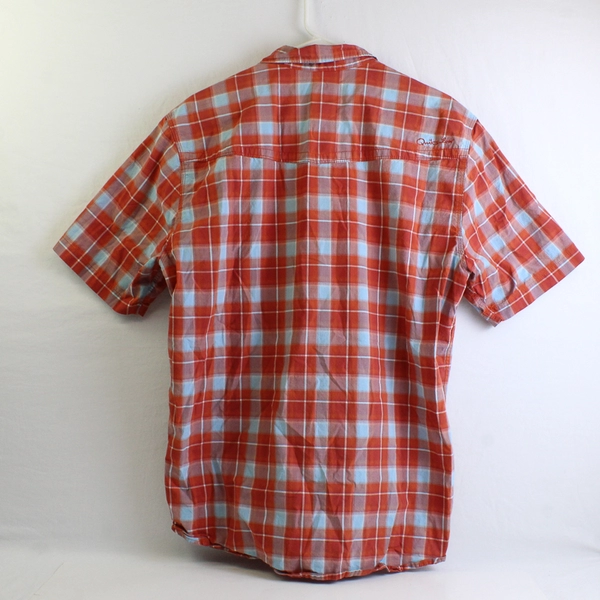 Quiksilver Orange and Blue Short-Sleeve Button-Up Men's Size Large