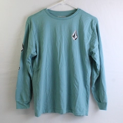 Volcom Blue Long-Sleeve Cotton T-Shirt Women's Size Large