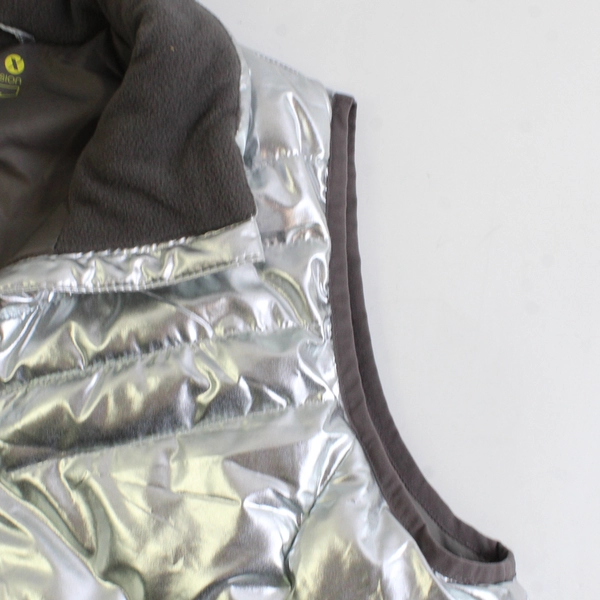 Xersion Silver Metallic Full-Zip Puffer Vest Women's Size Large