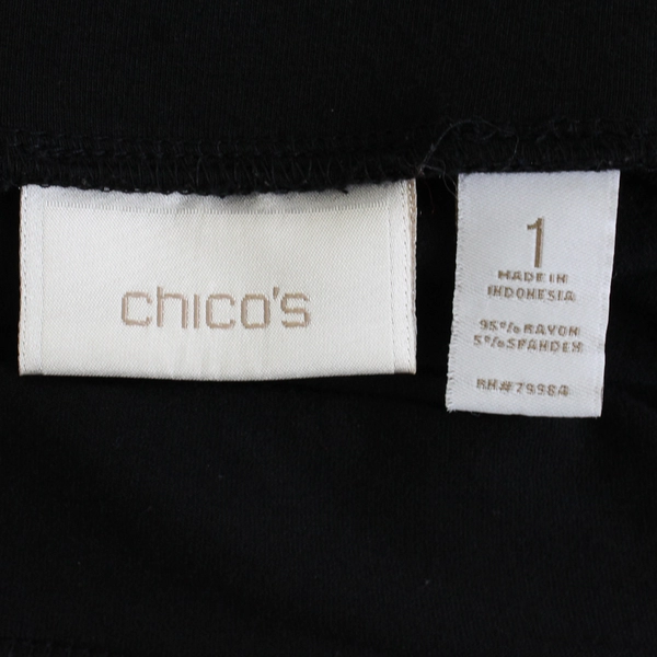 Chico's Solid Black Midi Skirt Women's Size 1