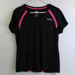 Fila Sport Black and Pink Short-Sleeve Running Shirt Women's Size Large