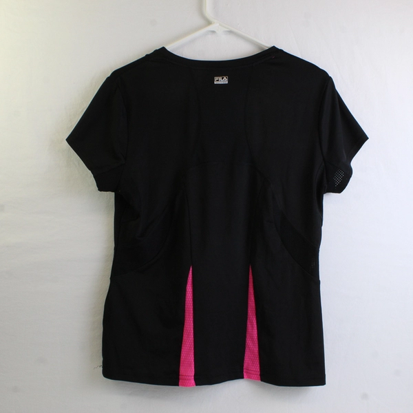 Fila Sport Black and Pink Short-Sleeve Running Shirt Women's Size Large