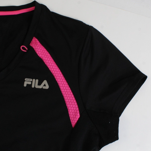 Fila Sport Black and Pink Short-Sleeve Running Shirt Women's Size Large