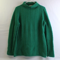 Liz Claiborne Women's L Green Cable Knit Pullover Mock Neck Sweater