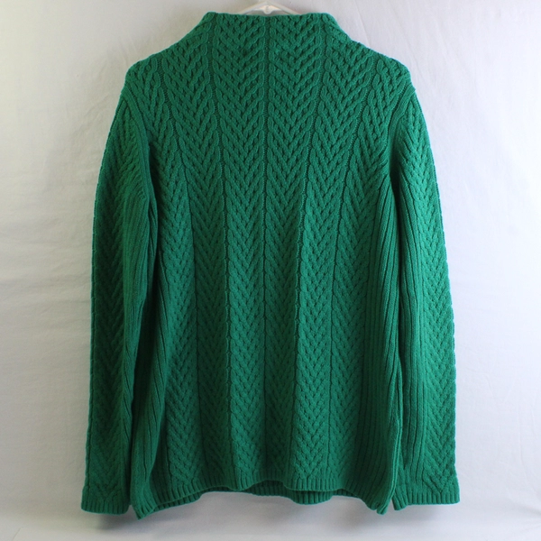 Liz Claiborne Women's L Green Cable Knit Pullover Mock Neck Sweater