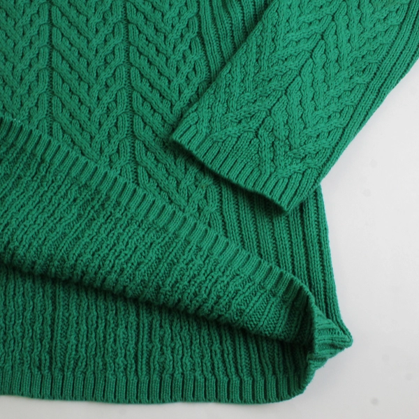 Liz Claiborne Women's L Green Cable Knit Pullover Mock Neck Sweater