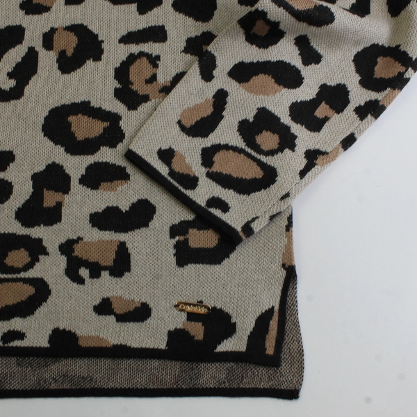 Calvin Klein Women's L Leopard Draped Turtleneck Dolman Sleeve Sweater