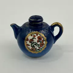 Vintage Hand Painted Blue Floral Teapot Salt or Pepper Shaker Japan