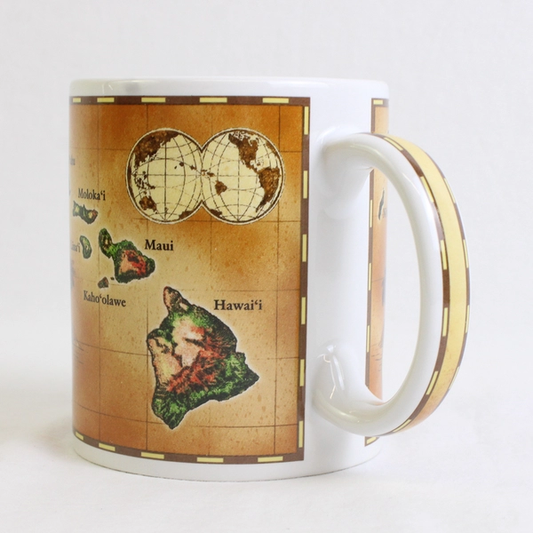 Treasure Of Aloha Hawaiian Islands Vintage Map Ceramic Mug 2005 4" Tall