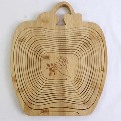 Unbranded Foldable/Collapsible Bamboo Wooden Apple Shaped Fruit Basket 13" Long