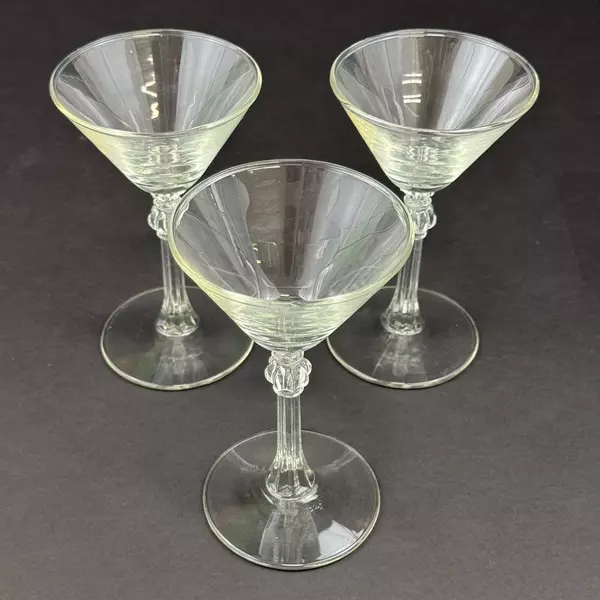 Set of 3 Libbey Stardust Vintage Martini Glasses 5 7/8 Inch