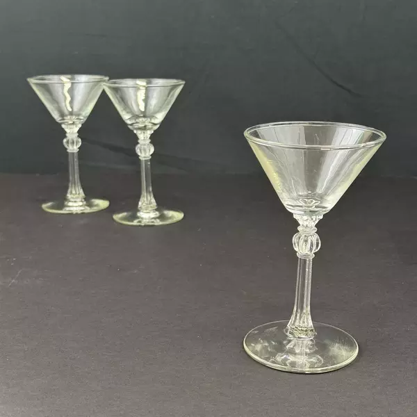 Set of 3 Libbey Stardust Vintage Martini Glasses 5 7/8 Inch