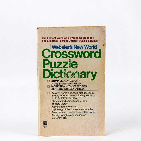 Webster's New World Crossword Puzzle Dictionary Jane Shaw Whitfield 1977 PB