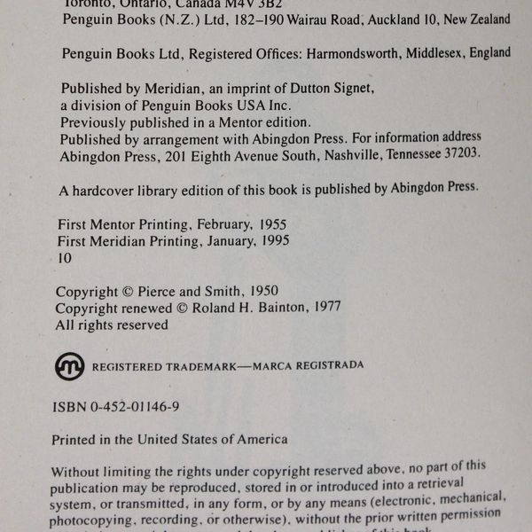 Roland H Bainton Here I Stand A Life of Martin Luther 1995 Paperback