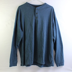 St. Johns Bay Men's Long Sleeve Henley Casual Jersey Shirt Slate Blue Size XL
