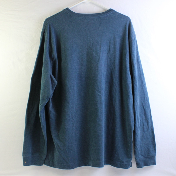 St. Johns Bay Men's Long Sleeve Henley Casual Jersey Shirt Slate Blue Size XL