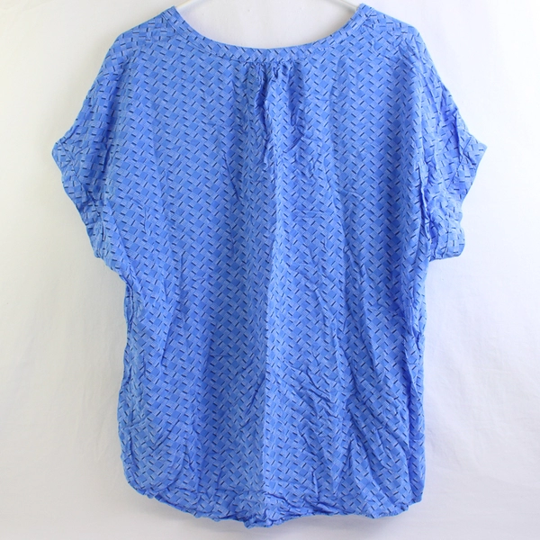 Gap Blue White Black Geometric Pattern Women's Blouse Size XL Short Sleeve