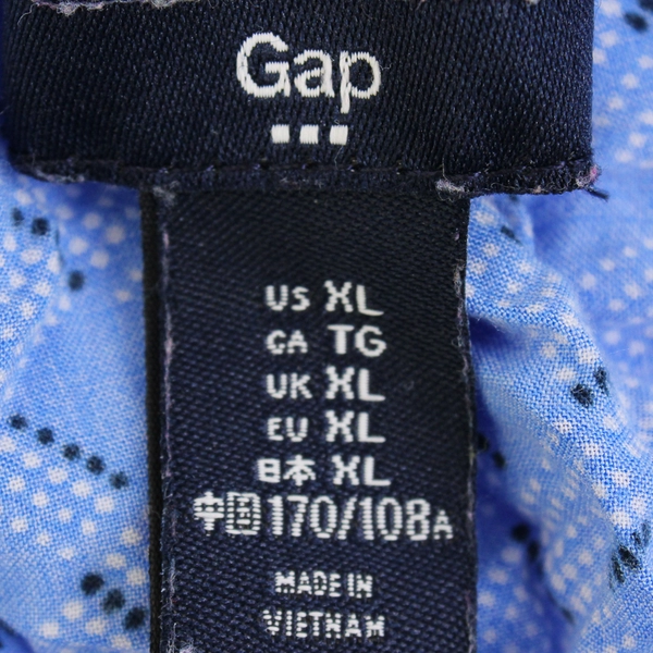 Gap Blue White Black Geometric Pattern Women's Blouse Size XL Short Sleeve