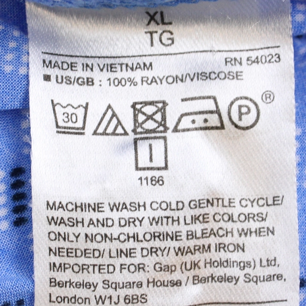 Gap Blue White Black Geometric Pattern Women's Blouse Size XL Short Sleeve