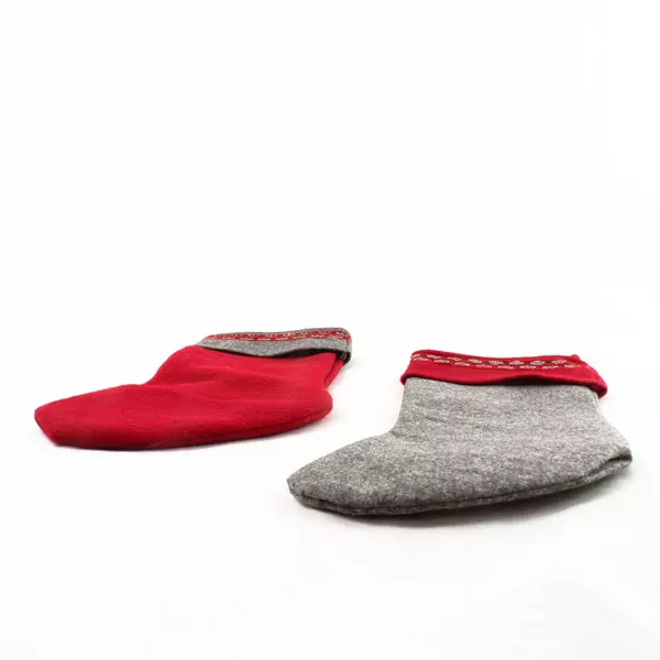 Set of 4 Felt Christmas Stockings 14.5" Red & Grey Holiday Decor