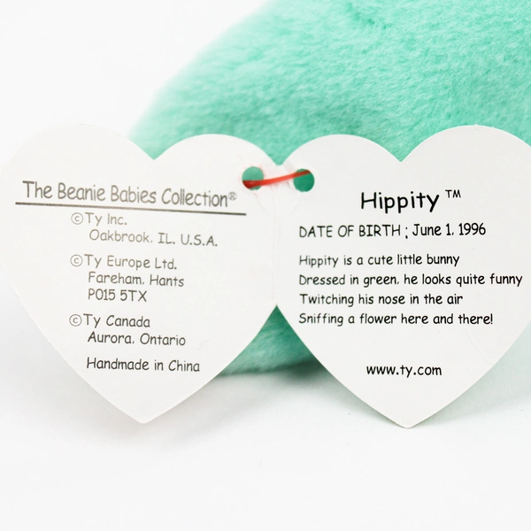 TY Beanie Babies Hippity 1996 Green Bunny With Tag Plush Doll Toy