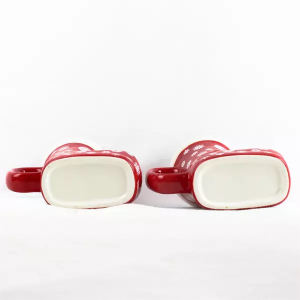 Set of 2 Christmas In The Garden Boot Stocking Mugs 4.75" Holiday Decor