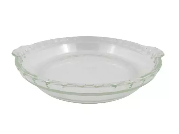 Pyrex Deep Dish Pie Plate 229 USA Scalloped Edge Handles Clear Glass           