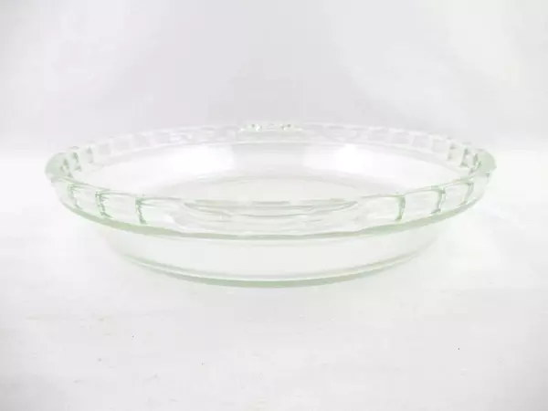 Pyrex Deep Dish Pie Plate 229 USA Scalloped Edge Handles Clear Glass           
